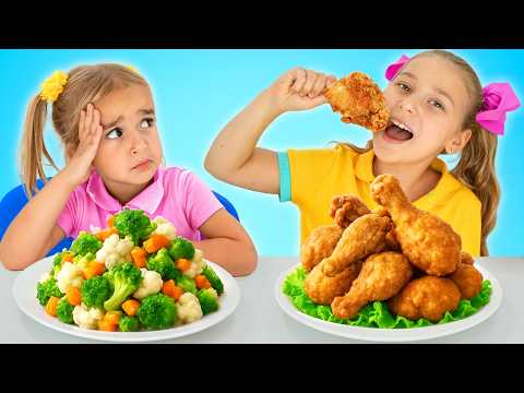 Alice and Sasha choose between healthy food and unhealthy food! A cooking story
