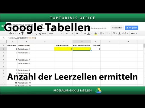 Leerzellen ermitteln mit ANZAHLLEEREZELLEN() ( Google Tabellen / Spreadsheets )