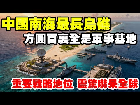 中国南海最长岛礁，战略地位十分重要，方圆百里全是军事基地 #地理科普 #南海 #大现礁 #南海诸岛 #通过地图看世界