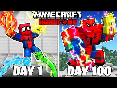 I Survived 100 Days as ELEMENTAL SPIDERMAN in HARDCORE Minecraft