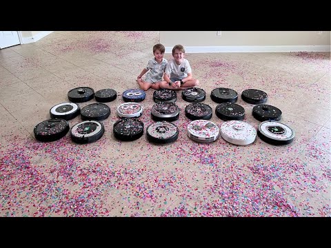 21 Robot Vacuums Clean EMPTY House COVERED in Confetti!!