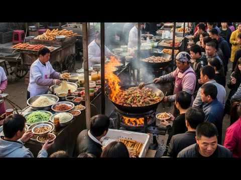 What kinds of food do Chinese people like to eat? You can find them all at this market.