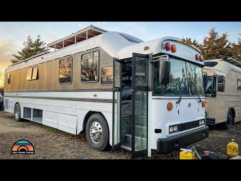 Every Step of a Raised Roof Bus Tiny Home - Time Lapse