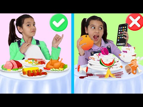 Ellie Eva & Charlotte Learn Good Manners at Lunch and Dinner! 🍽️