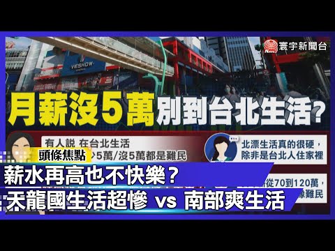 薪水創新高但我還是難民？台北5萬不到苦哈哈 高雄同薪生活像皇帝｜#寰宇財經新聞