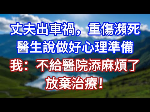 丈夫出車禍，重傷瀕死，醫生說做好心理準備，我：不給醫院添麻煩了，放棄治療！#言情故事#情感故事#家庭故事#小說#戀愛#婚姻