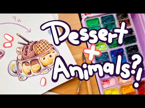 🍰Turning sweet Treats into cute Creatures! || draw with me