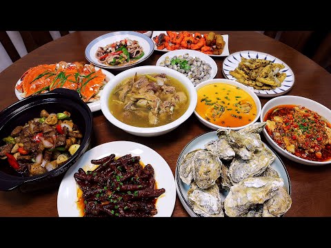 【馮小廚】妹夫買10斤生蠔來加餐，做10菜1湯花樣多，分享老公的鹵雞爪，好吃！