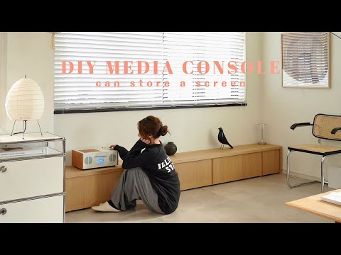 #58 [DIY] Media console that can store and move a 100-inch screen | Living room makeover