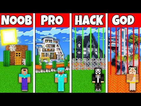 Minecraft Battle: NOOB vs PRO vs HACKER vs GOD! SAFEST SECURE HOUSE BUILD CHALLENGE in Minecraft