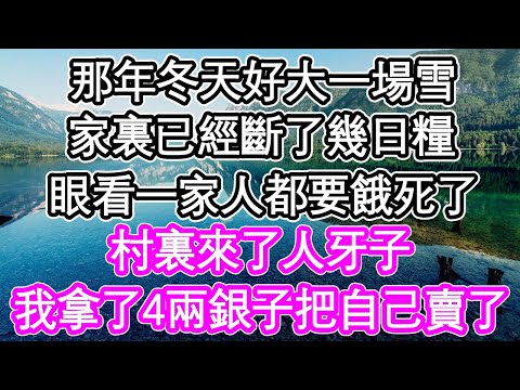 那年冬天好大一場雪，家裏已經斷了幾日糧，眼看一家人都要餓死了，村裏來了人牙子，我拿了4兩銀子把自己給賣了 | #為人處世#生活經驗#情感故事#養老#退休#淺談人生#深夜淺讀