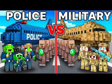 Mikey POLICE vs JJ MILITARY Family Airplane Battle in Minecraft - Maizen