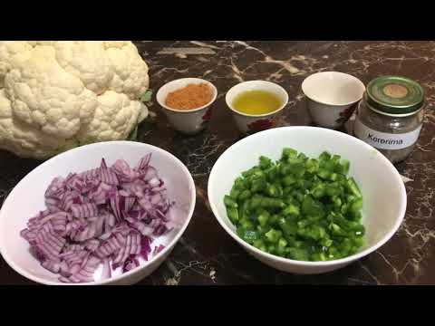 ዱለት ለምኔ - የአበባ ጎመን ዱለት - የፆም  Cauliflower with green pepper onions #HowtocookEthiopian #dulet #Vegan