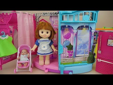 baby doll stage house and baby friends house play