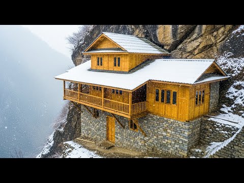 One Man, Mountains, and 200 Days - The Log & Stone House Build #diy #viral #wood #stone