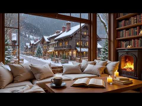 Warm Winter Morning Jazz ❄️ Cozy Coffee Shop Ambience & Fireplace Sounds for Study & Work