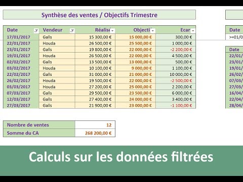 Calculs sur les tableaux filtrés avec Excel