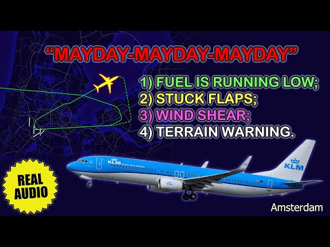 Minimum fuel, MAYDAY, stuck flaps. KLM Boeing 737 has problems over Amsterdam Airport. Real ATC