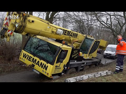 13.02.2025 - VN24 - (Teil 1) Mobilkran im Schlamm - Bergung entwickelte sich zu einer 3-Tage-Arbeit