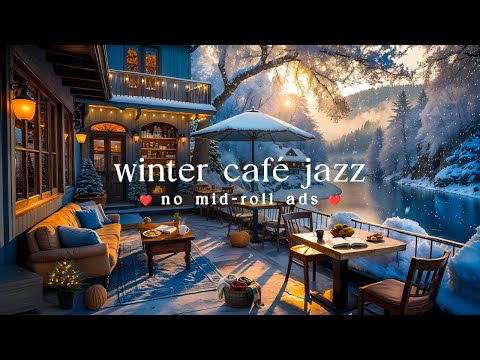 (NO MID-ROLL ADS) ❄️ Winter Café Jazz – Cozy Snowy Ambience for Relaxation, Study & Work