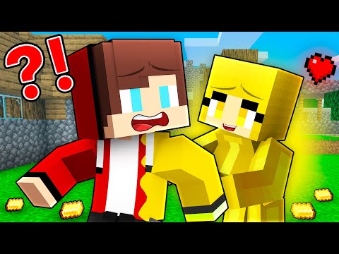 Gold Girl Fell in Love with JJ in Village - Maizen Minecraft Animation