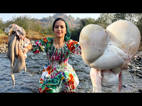 Cleaning the lamb stomach and baking it with delicious bread