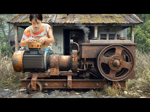 💡天才女孩修复战损级气泵，损坏严重5天时间修复，一点不耽误修车师傅干活！A genius girl repairs a battle damaged air pump！