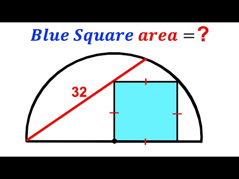 Can you find area of the Blue Square? | (Semicircle) | #math #maths | #geometry
