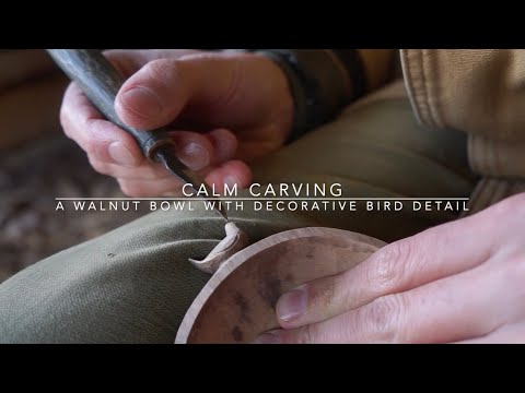 Calm Carving | A Walnut Bowl With Decorative Bird Detail - For My Bird Friend