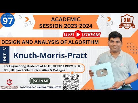 DAA97: Knuth Morris Pratt String Matching Algorithm | KMPalgorithm in Hindi