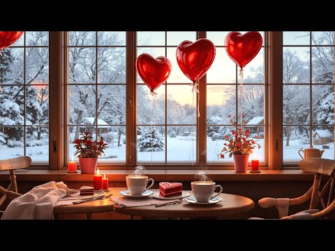 Romantic Winter Cafe Ambience ~ Smooth Jazz Music for Valentine's Day Ambience 💝 February Jazz Music