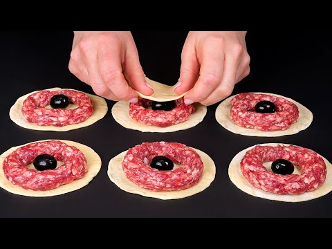 Hast du BLÄTTERTEIG? Sie werden diese schnelle Vorspeise mit Hackfleisch jeden Tag zubereiten.