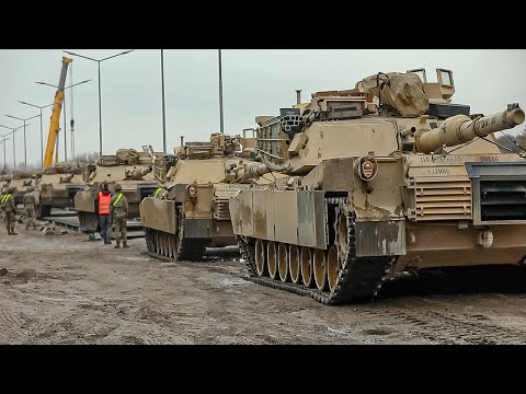 Giant U.S. Tanks Roll Out! Massive Armored Vehicles Loaded Onto Military Trains