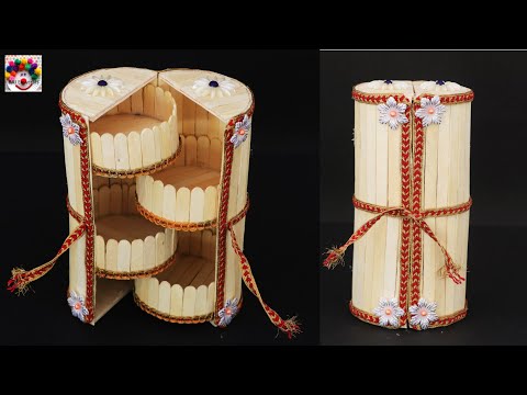 How to make ice cream stick desk organizer || ice cream stick craft || DIY organizer