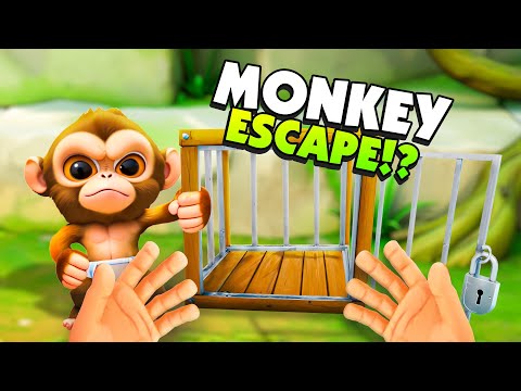 Helping a BABY MONKEY Escape From It's CAGE in I Am Monkey VR!
