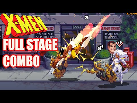 Marvel Cosmic Invasion, 1st level full stage combo, Wolverine & Storm Combos