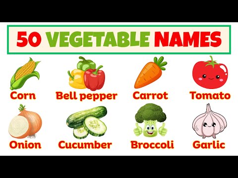 Vegetables Vocabulary for Kids | 50 Vegetable Names in English with Pictures | Learn English Words