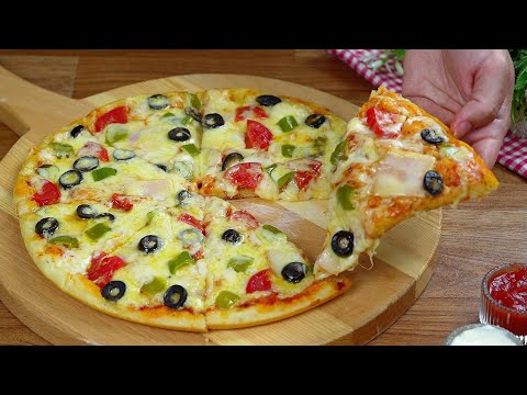 بيتزا بالعجينة السائلة بدون عجن وبطريقتين بالفرن وبدون فرن ناجحة جدا ولذيذة🍕