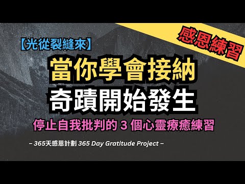 【感恩練習】當你學會接納，奇蹟開始發生 | 停止自我批判的 3 個心靈療癒練習【光從裂縫來】