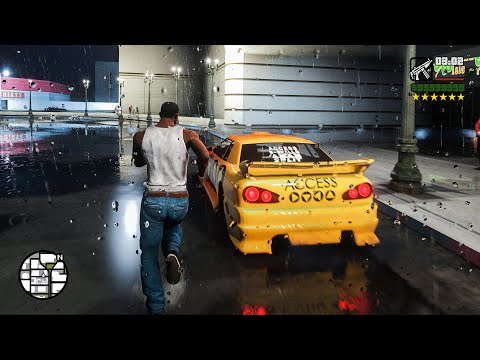 Grand Theft Auto: San Andreas Remastered 2022 - 6 Star Wanted Level Police Rampage [GTA 5 PC Mod]