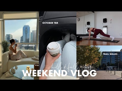 FALL WEEKEND VLOG: sunday cleaning, trail walks, october TBR & cozy meal inspo