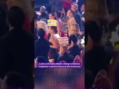 Justin and Hailey Bieber vibing to Sabrina Carpenter’s performance at the Grammys #justinbieber
