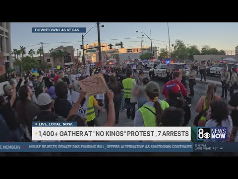 1,400 protestors attend “No Kings” in Downtown Las Vegas, 7 arrests made