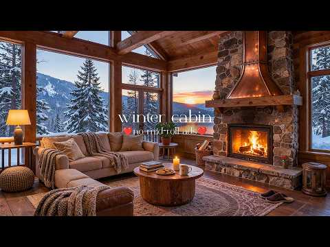 Winter Wonderland Jazz (NO MID-ROLL ADS) ❄️ Cabin Jazz with Fireplace Ambience, Relaxing & Study