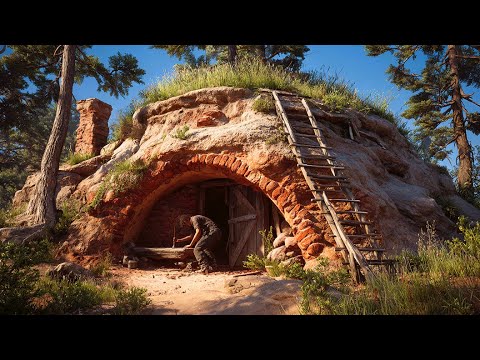 Primitive Power: Building a Secret Survival Shelter with a Working Wind-Powered Grill