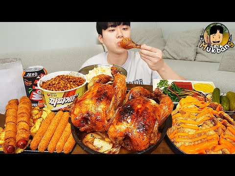 ASMR MUKBANG 직접 만든 양념 치킨먹방! 치즈스틱 짜파게티 레시피 FRIED CHICKEN AND BLACK BEAN NOODLES EATING SOUND!