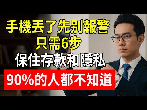 手機丟了別先報警！只需6步，保住存款和隱私，90%的人都不知道！#手機丟失 #手機被偷 #防盜刷 #手機安全 #生活小妙招 #手機省電 #手機卡頓 #阿傑 #生活慧眼 #財產安全