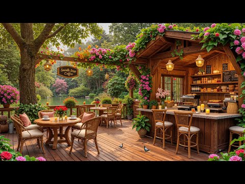 🌺In The Spring Mornings & Relaxing Jazz Instrumental Music at Outdoor Coffee Shop Ambience to Work