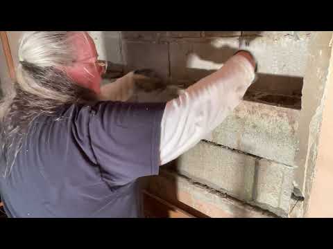 Video #33-Finish the Fill of 2nd row of cinder blocks 2nd batch-Window#1 2025