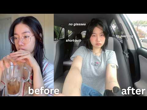 crashed out so hard I got a lip piercing & cut my own hair *my mom hates me*